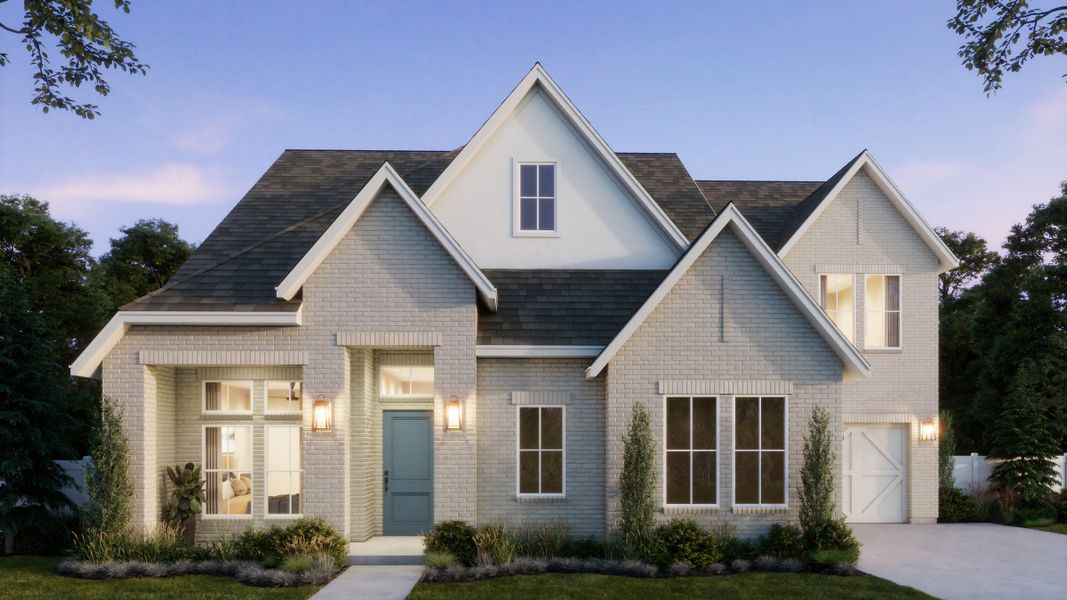 Representative exterior photo of a completed home built from the Kimball by Southgate Homes in Windsong Ranch 71' Series, Prosper, TX (Image 4). Representative exterior photo of a completed home built from the Kimball by Southgate Homes in Windsong Ranch 71' Series, Prosper, TX (Image 4).