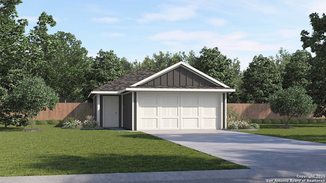 Front exterior of a new home in Blue Ridge Ranch, San Antonio, TX, highlighting curb appeal (Image 1). Front exterior of a new home in Blue Ridge Ranch, San Antonio, TX, highlighting curb appeal (Image 1).
