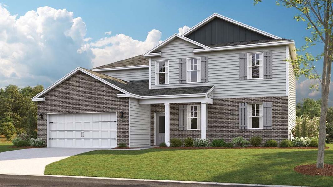 Representative exterior photo of a completed home built from the Fairview by D.R. Horton in Whispering Springs, Maryville, TN (Image 14).