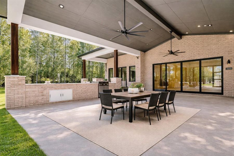 A resort-style outdoor living area designed for entertaining.