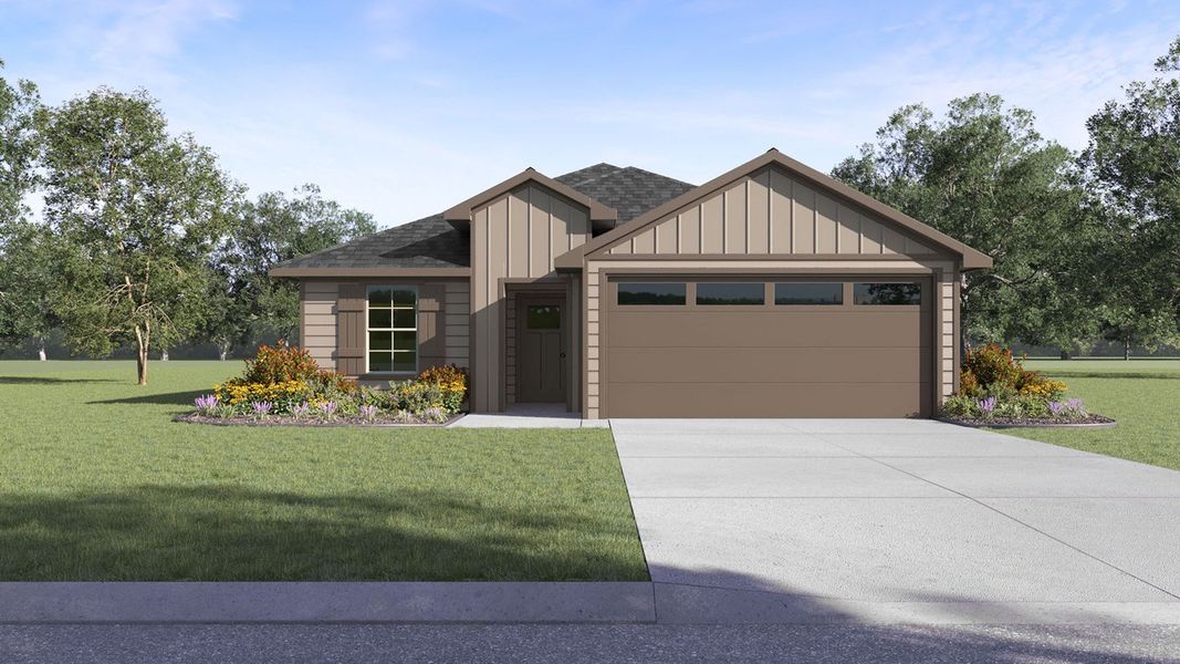 Front exterior of a new home in Saratoga Crossing, Corpus Christi, TX, highlighting curb appeal (Image 1). Front exterior of a new home in Saratoga Crossing, Corpus Christi, TX, highlighting curb appeal (Image 1).