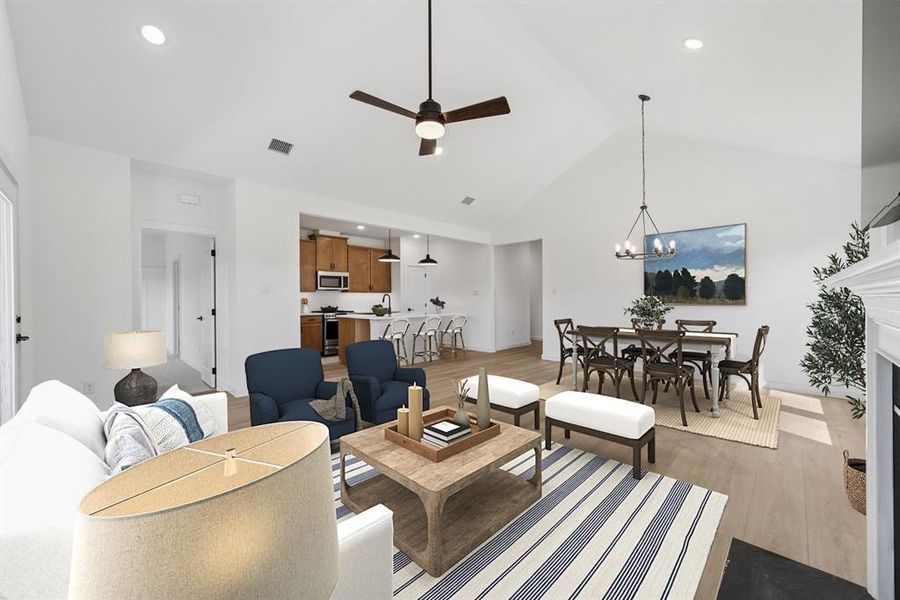 Furnished interior view inside a new home in Aspire at Noble Ridge, Howe (Image 24). Furnished interior view inside a new home in Aspire at Noble Ridge, Howe (Image 24).