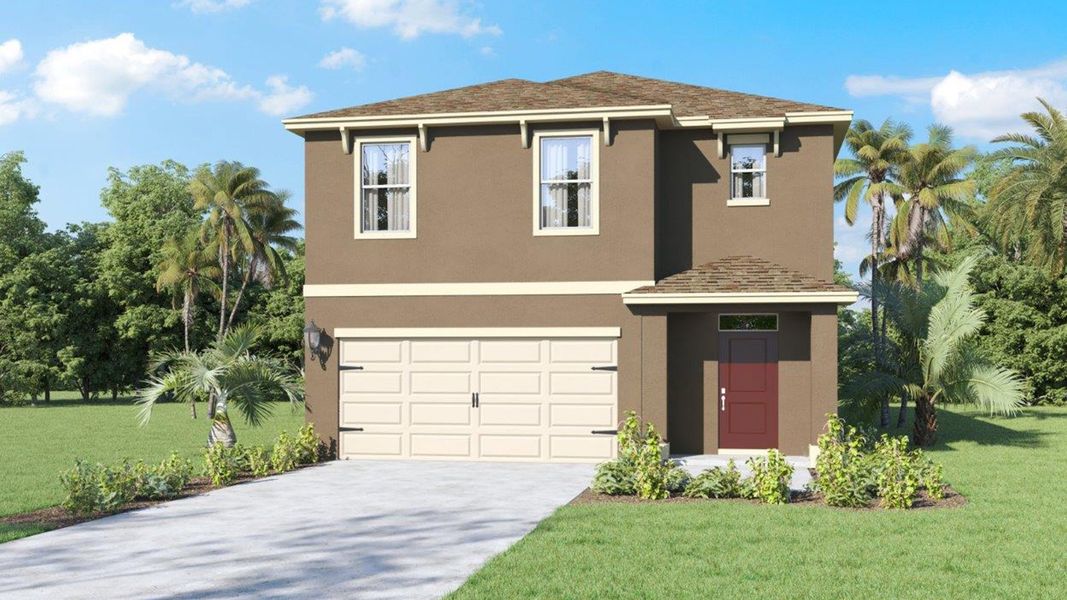 Front exterior of a new home in Hamilton Bluff, Lake Hamilton, FL, highlighting curb appeal (Image 2).