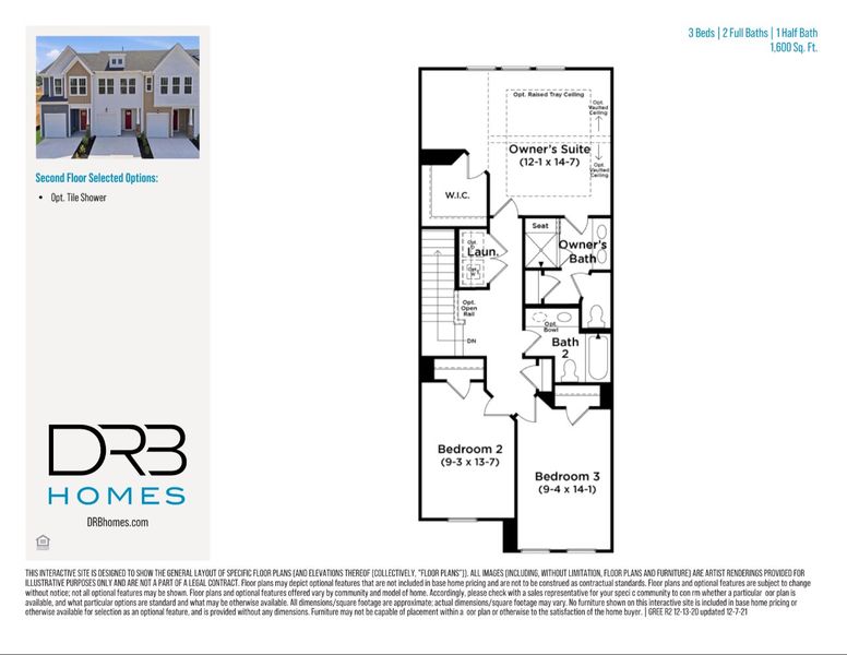 2D floor plan layout of this home in Barton Hollow Townhomes, Fountain Inn, SC (Image 6).