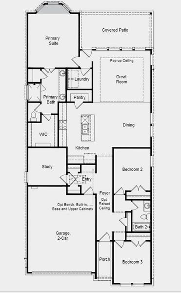 Structural options added: bay window in primary suite, 12" pop-up ceiling in gathering room, pre-plumb for water softener in garage