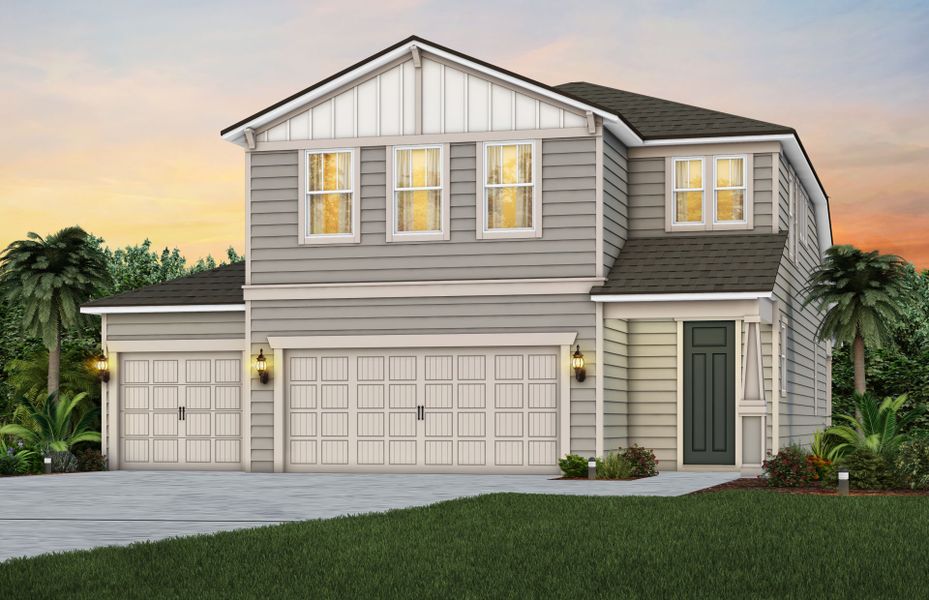 Representative exterior photo of a completed home built from the Seaport Select by Pulte Homes in Lakeview Estates, Palm Coast, FL (Image 17).