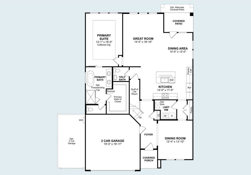 2D floor plan layout for the Omaha by K. Hovnanian® Homes in Kreymer at the Park, Wylie, TX (Image 21). 2D floor plan layout for the Omaha by K. Hovnanian® Homes in Kreymer at the Park, Wylie, TX (Image 21).