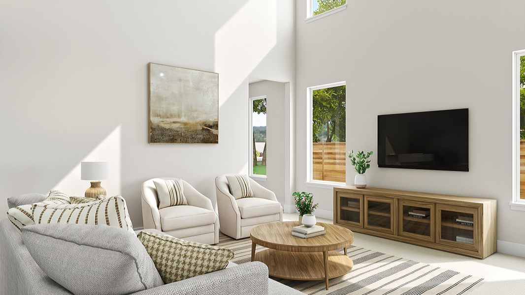 Representative furnished interior of a home built from the Bluebonnet by Tri Pointe Homes in Terrace Collection at Harvest, Argyle (Image 5).