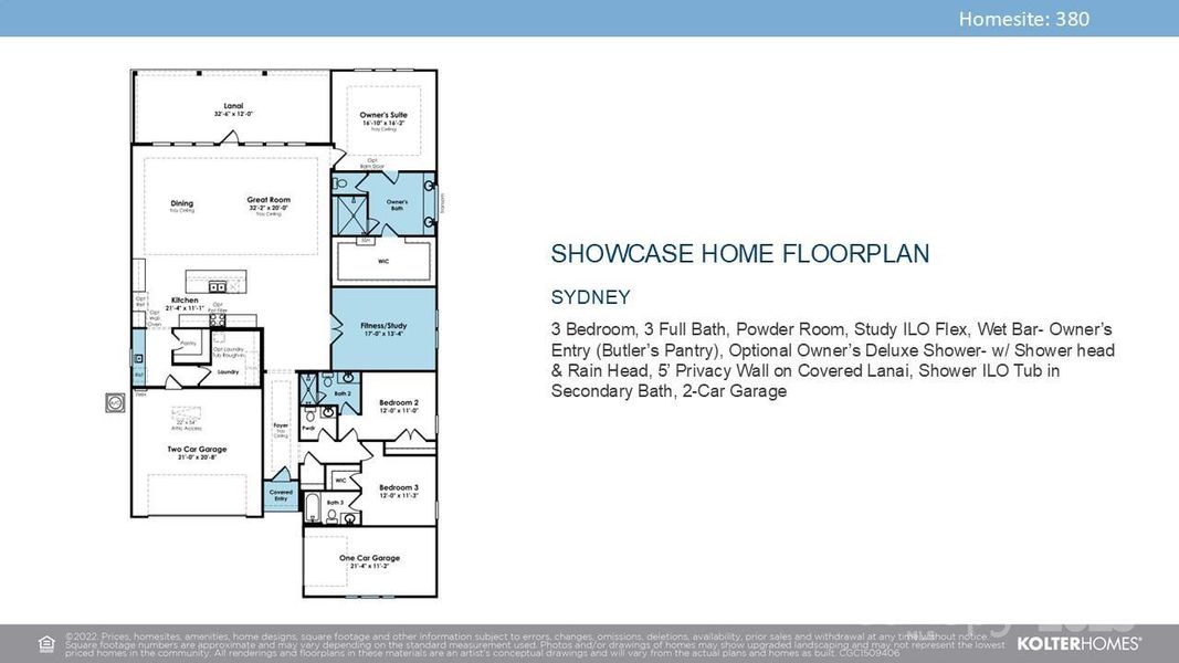 2D floor plan layout of this home in Cresswind Wesley Chapel, Monroe, NC (Image 3).