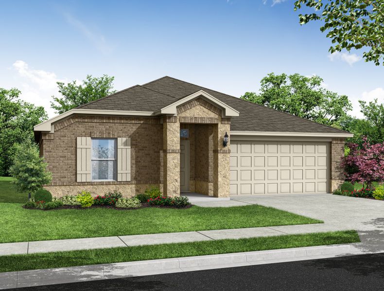 Representative exterior photo of a completed home built from the Lexington by Impression Homes in Baker Farms, Cleburne, TX (Image 7). Representative exterior photo of a completed home built from the Lexington by Impression Homes in Baker Farms, Cleburne, TX (Image 7).