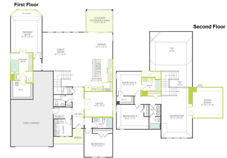2D floor plan layout of this home in Inspiration Collection at Union Park, Little Elm, TX (Image 5). 2D floor plan layout of this home in Inspiration Collection at Union Park, Little Elm, TX (Image 5).