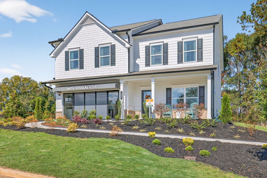 Front exterior of a new home in Allen Manor, Hoschton, GA, highlighting curb appeal (Image 1). Front exterior of a new home in Allen Manor, Hoschton, GA, highlighting curb appeal (Image 1).