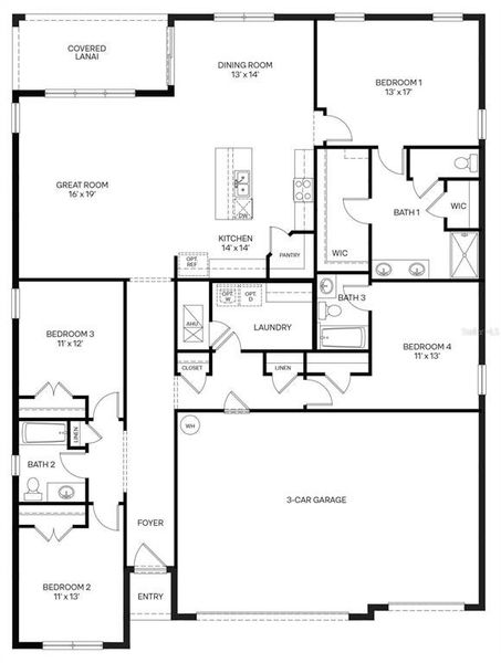 2D floor plan layout of this home in Brookside, Ruskin, FL (Image 5).