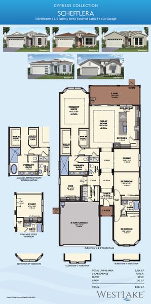 2D floor plan layout for the Schefflera by Minto Communities in Westlake, Loxahatchee, FL (Image 4).