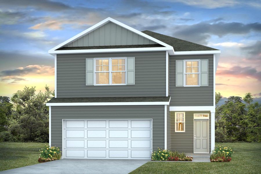 Front exterior of a new home in Lakeview at Kitfield, Moncks Corner, SC, highlighting curb appeal (Image 1). Front exterior of a new home in Lakeview at Kitfield, Moncks Corner, SC, highlighting curb appeal (Image 1).