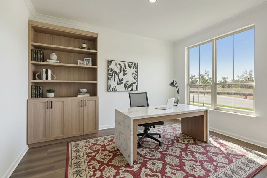 Representative furnished interior of a home built from the Electra by Pulte Homes in 6 Creeks, Kyle (Image 17).