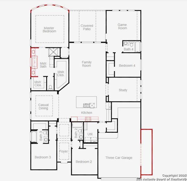 2D floor plan layout of this home in Buffalo Crossing, Cibolo, TX (Image 2).