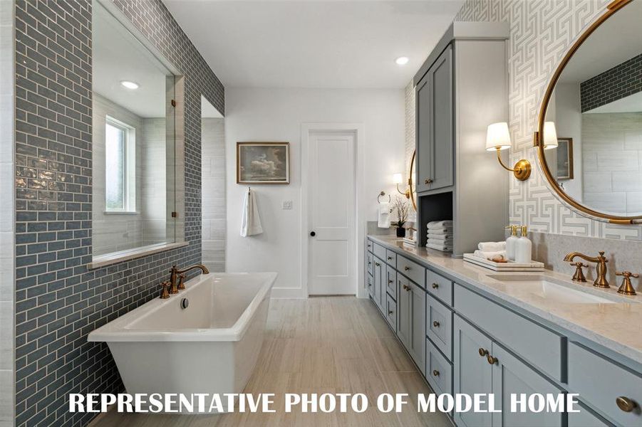Elegant owner's baths featuring our signature walk through double shower can be yours!  REPRESENTATIVE PHOTO OF MODEL HOME