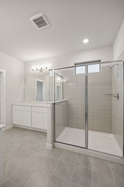 Primary Bathroom in the Wimbledon home plan by Trophy Signature Homes – REPRESENTATIVE PHOTO