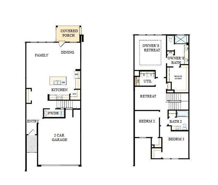 2D floor plan layout of this home in Westview Towns, Waxhaw, NC (Image 1).