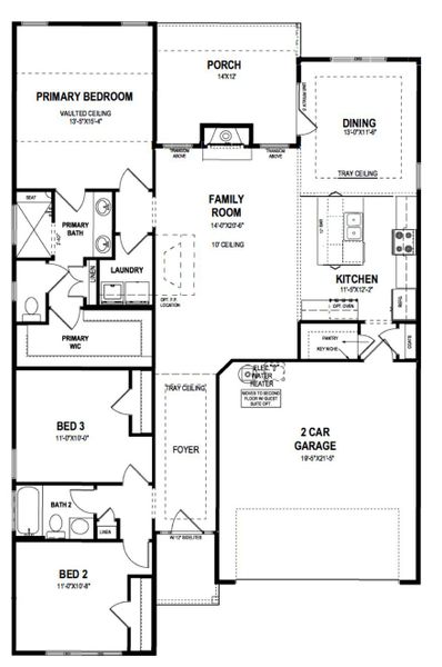 2D floor plan layout for the Killarney by O'Dwyer Homes in Hickory Heights, Acworth, GA (Image 3). 2D floor plan layout for the Killarney by O'Dwyer Homes in Hickory Heights, Acworth, GA (Image 3).