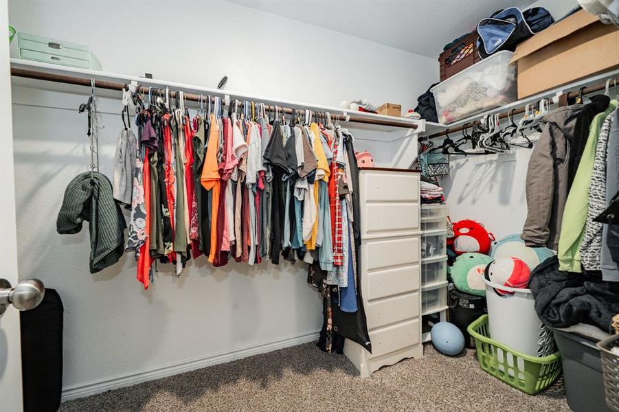 Spacious closet with light carpet Spacious closet with light carpet