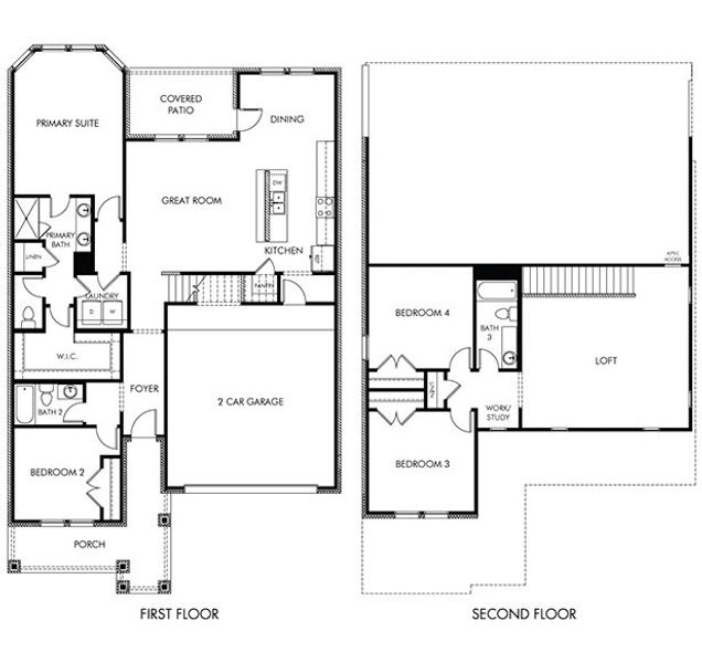 2D floor plan layout for the The Ian (465) by Meritage Homes in Colony at Cole Springs - Boulevard Collection, Buda, TX (Image 3). 2D floor plan layout for the The Ian (465) by Meritage Homes in Colony at Cole Springs - Boulevard Collection, Buda, TX (Image 3).