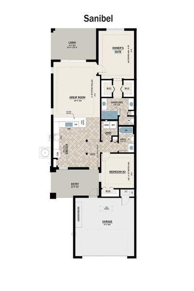 2D floor plan layout for the Sanibel Villa by Medallion Home in The Laurels, Parrish, FL (Image 2). 2D floor plan layout for the Sanibel Villa by Medallion Home in The Laurels, Parrish, FL (Image 2).