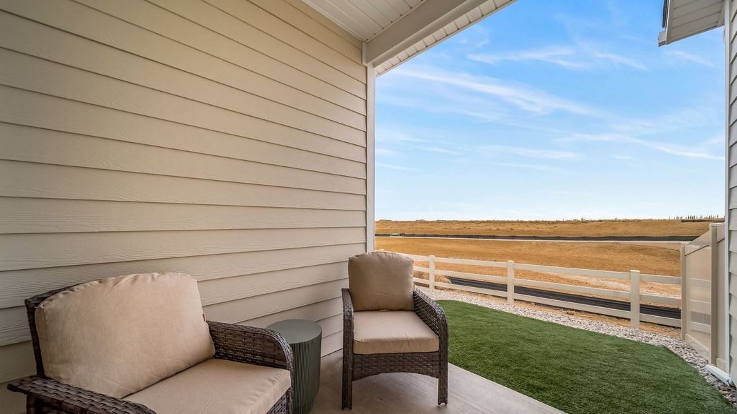 Exterior details and patio area of a home in The Reserve at Green Valley Ranch Aurora, Aurora (Image 4). Exterior details and patio area of a home in The Reserve at Green Valley Ranch Aurora, Aurora (Image 4).