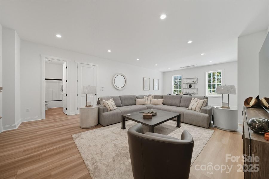 family room in the basement family room in the basement