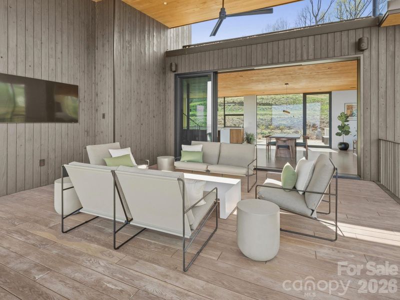 Exterior details and patio area of a home in , Asheville (Image 24).