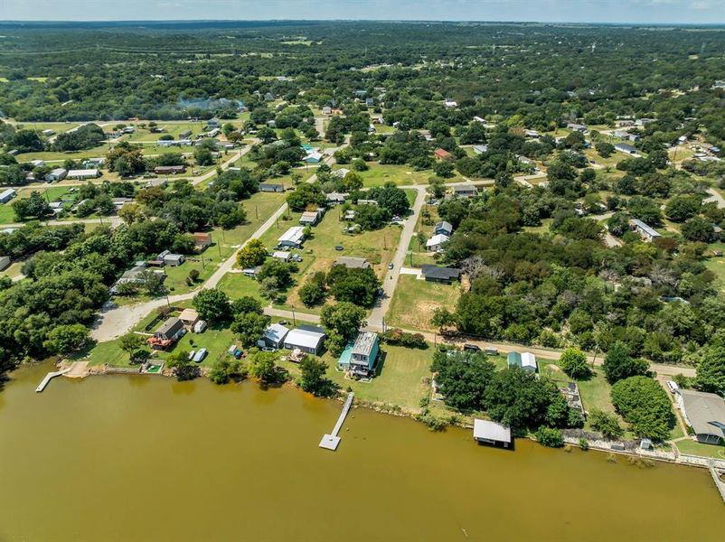 Aerial view of a nearby body of water Aerial view of a nearby body of water