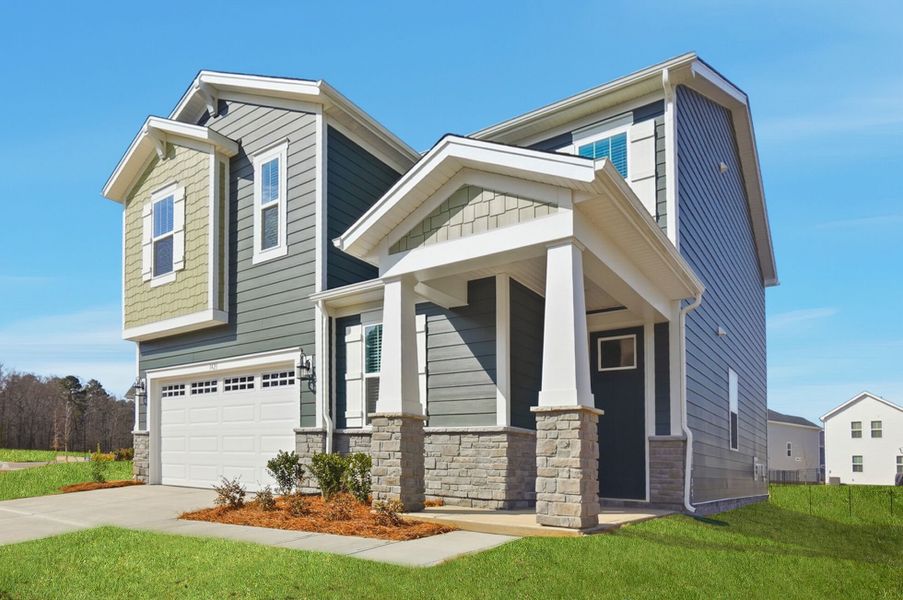 Front exterior of a new home in Waxhaw Landing, Monroe, NC, highlighting curb appeal (Image 2).
