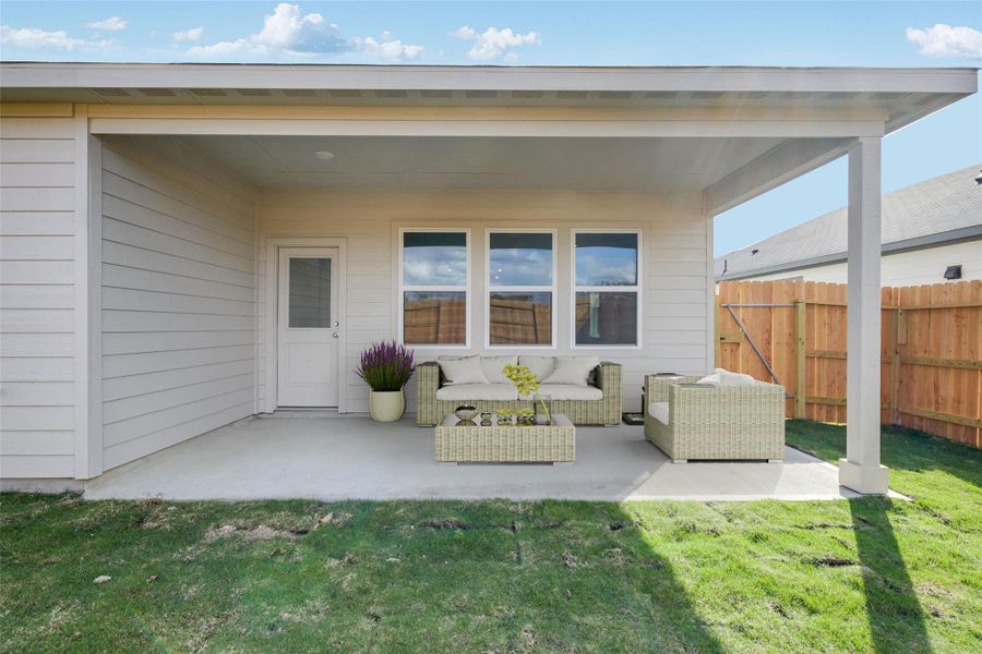 Exterior details and patio area of a home in Redbud, Hockley (Image 4).