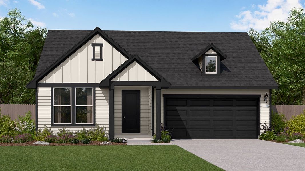 Representative exterior photo of a completed home built from the Wyatt by New Home Co. in The Residences Collection at Oakberry Trails, Waller, TX (Image 2). Representative exterior photo of a completed home built from the Wyatt by New Home Co. in The Residences Collection at Oakberry Trails, Waller, TX (Image 2).