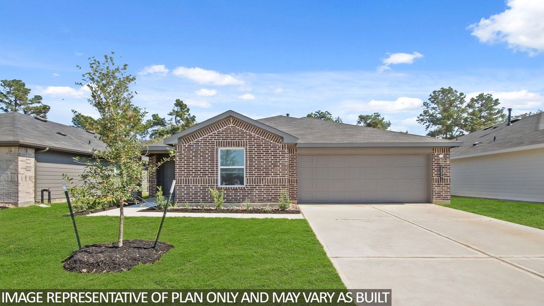 Representative exterior photo of a completed home built from the Camden by D.R. Horton in Grand Pines, Magnolia, TX (Image 16).