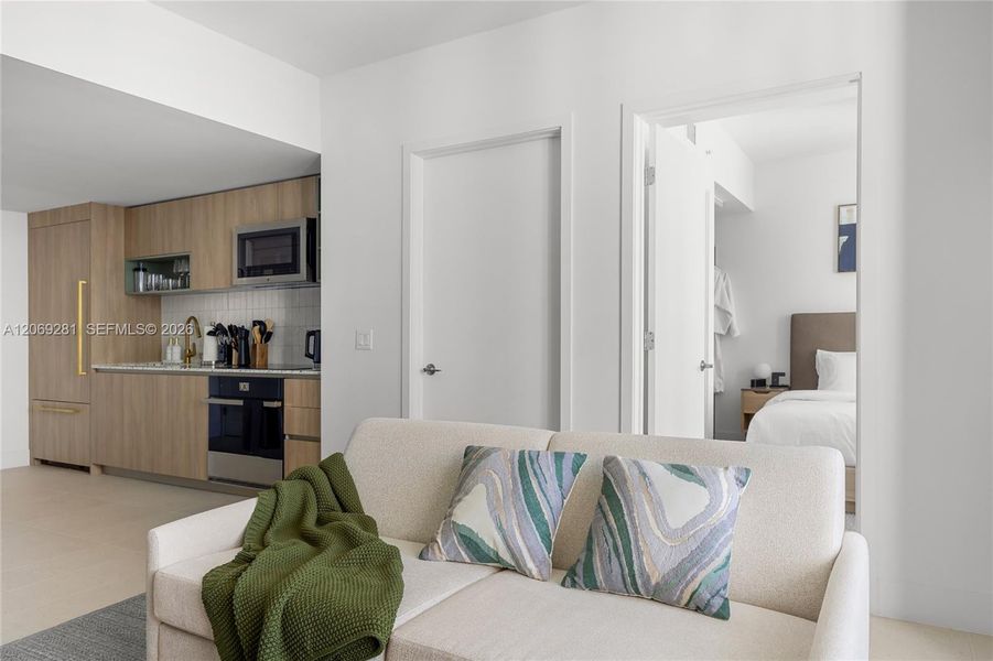 Furnished interior view inside a new home in , Miami (Image 9). Furnished interior view inside a new home in , Miami (Image 9).