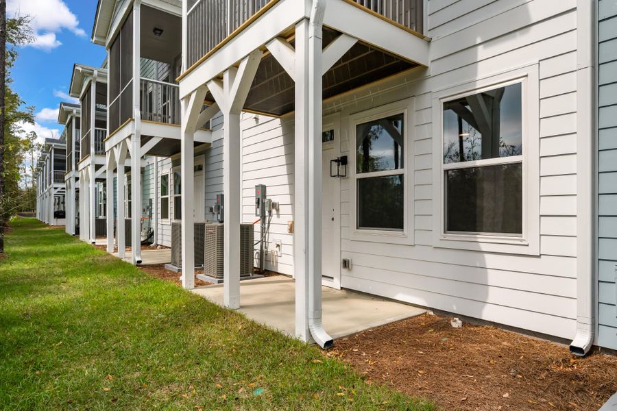Exterior details and patio area of a home in New Riverside Village, Bluffton (Image 29). Exterior details and patio area of a home in New Riverside Village, Bluffton (Image 29).