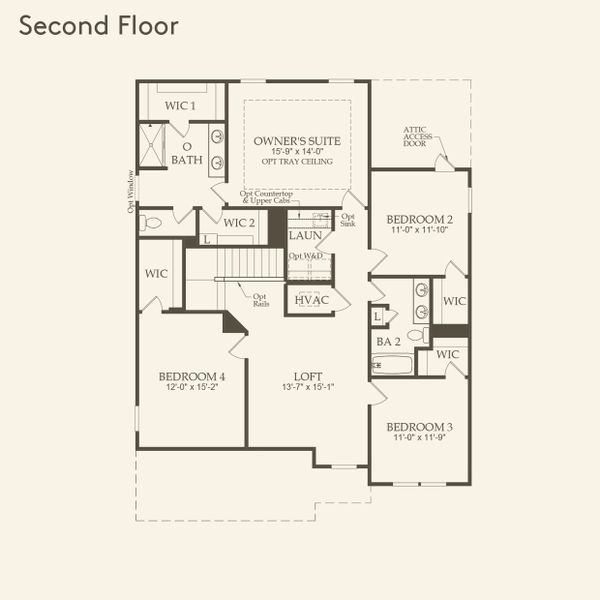 2D floor plan layout for the Continental by Pulte Homes in Riversprings, Dacula, GA (Image 4).