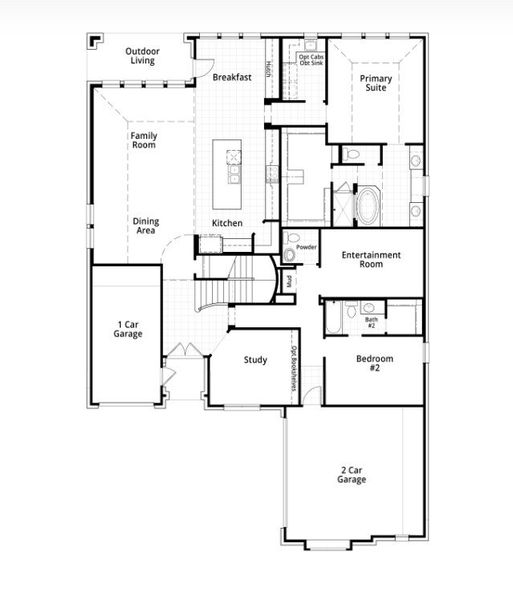 2D floor plan layout for the 228 by Highland Homes in Grange, Katy, TX (Image 22).