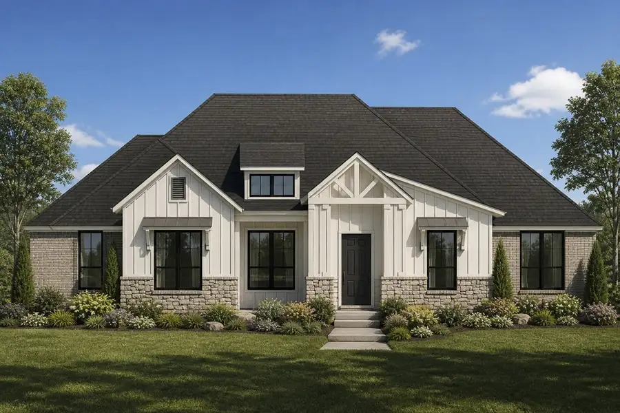 Representative exterior photo of a completed home built from the The Riverbend by Lillian Custom Homes in Coppenger Place, Godley, TX (Image 1). Representative exterior photo of a completed home built from the The Riverbend by Lillian Custom Homes in Coppenger Place, Godley, TX (Image 1).