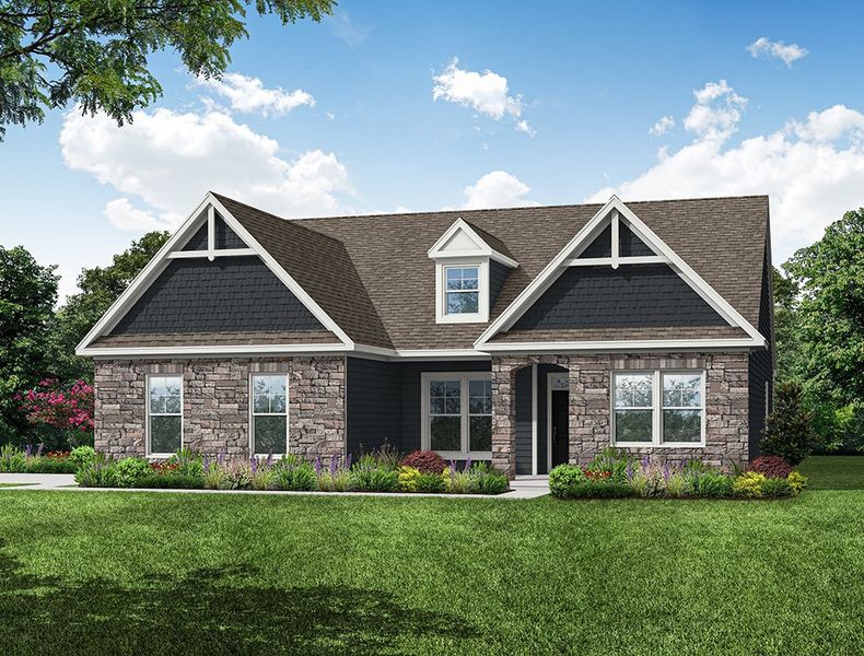 Representative exterior photo of a completed home built from the Caldwell by Eastwood Homes in Twin Creek Forsyth, Kernersville, NC (Image 11).