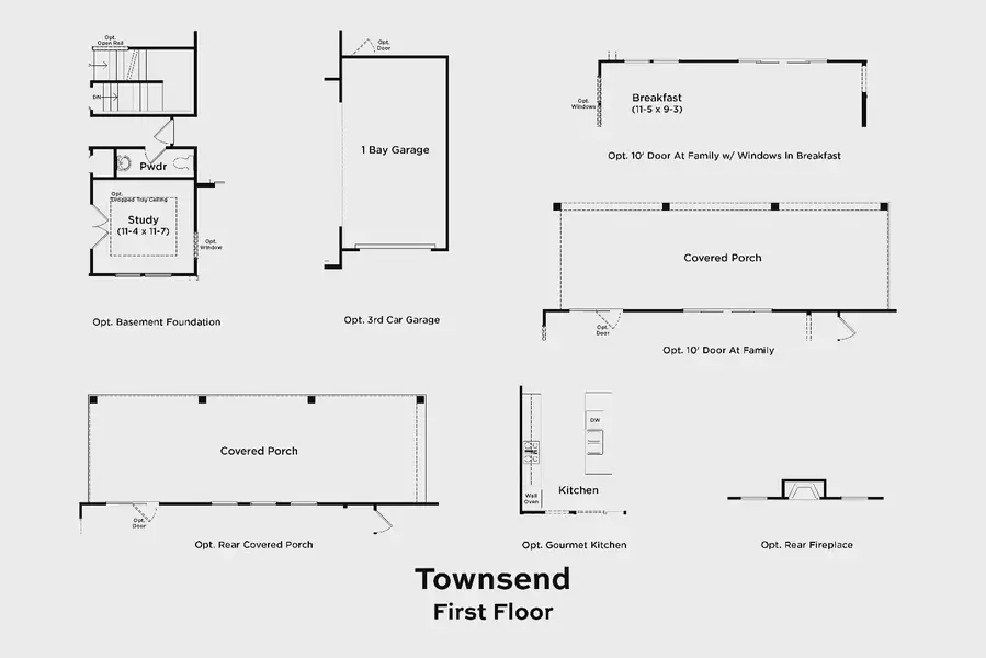 2D floor plan layout for the Townsend by DRB Homes in Sanctuary at Panther Creek, Durham, NC (Image 4).