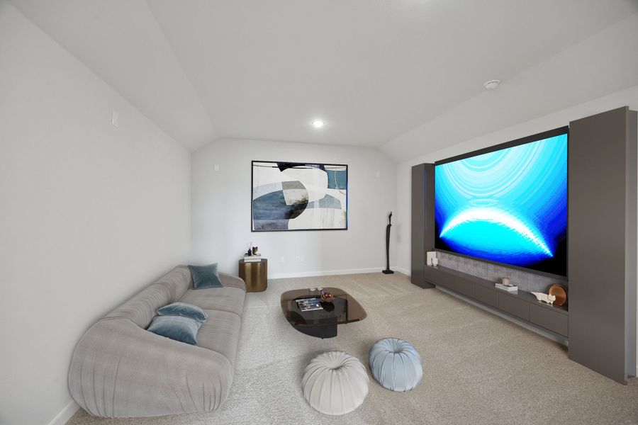 Media Room in the Masters home plan by Trophy Signature Homes – REPRESENTATIVE PHOTO