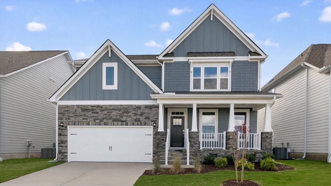 Representative exterior photo of a completed home built from the Hampshire by D.R. Horton in Kalas Falls, Wake Forest, NC (Image 1).