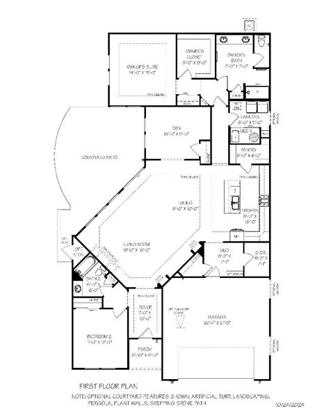 2D floor plan layout of this home in The Courtyards on Robinson Church, Harrisburg, NC (Image 4).