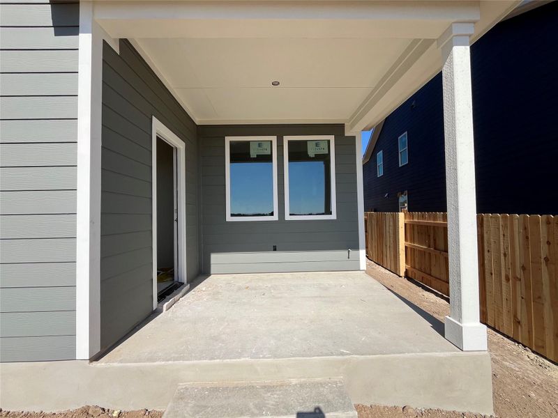 Exterior details and patio area of a home in The Homestead at Lariat, Liberty Hill (Image 6). Exterior details and patio area of a home in The Homestead at Lariat, Liberty Hill (Image 6).
