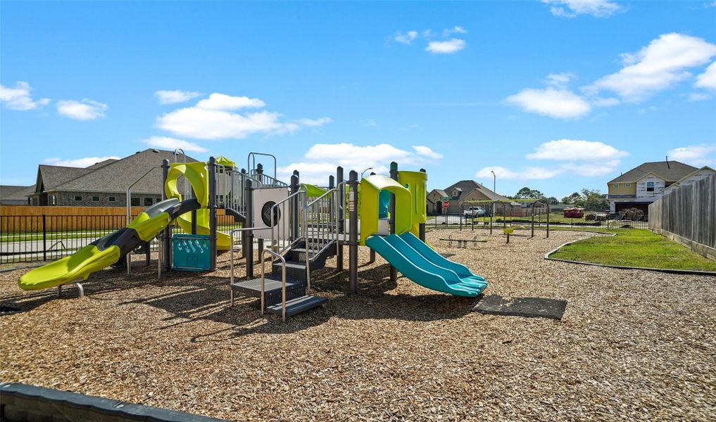 Neighborhood playground with several slides. Neighborhood playground with several slides.