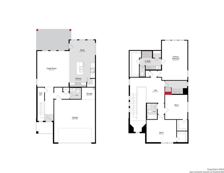 2D floor plan layout of this home in Morgan Meadows, San Antonio, TX (Image 3). 2D floor plan layout of this home in Morgan Meadows, San Antonio, TX (Image 3).