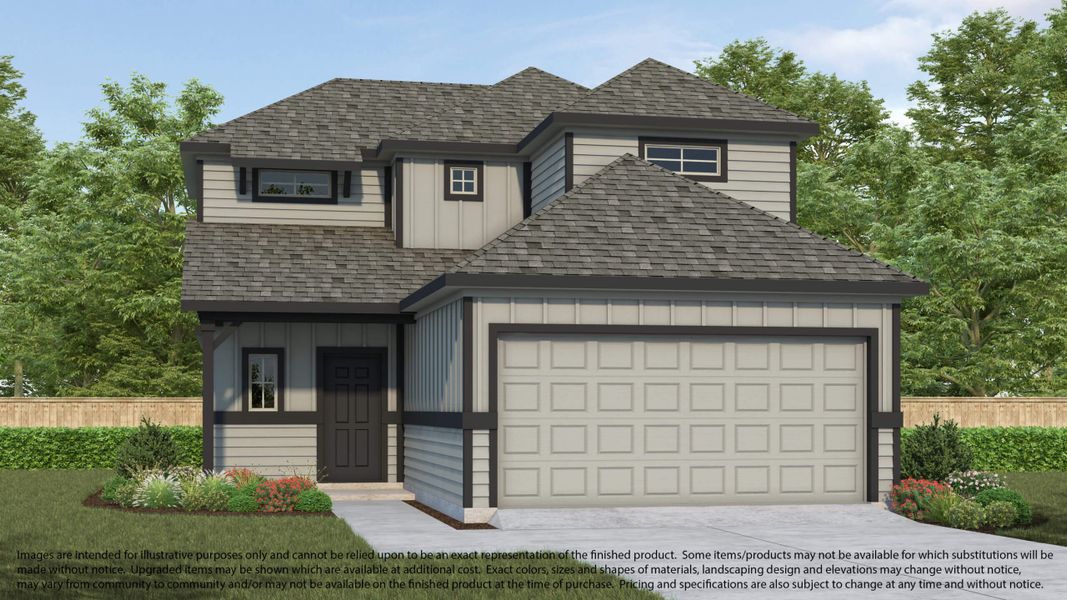 Representative exterior photo of a completed home built from the Plan 140 by Long Lake Ltd. in Huntington Place, Rosharon, TX (Image 2).